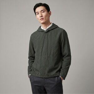 COS Mens Lyocell Cotton Hooded Pullover Drawstring Jacket Dark Green Size Small